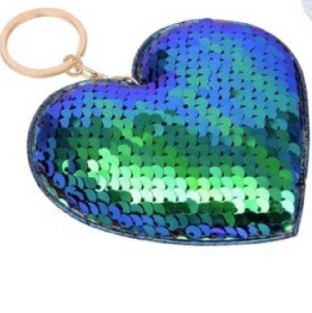 Heart Shaped Sequined Key Chain